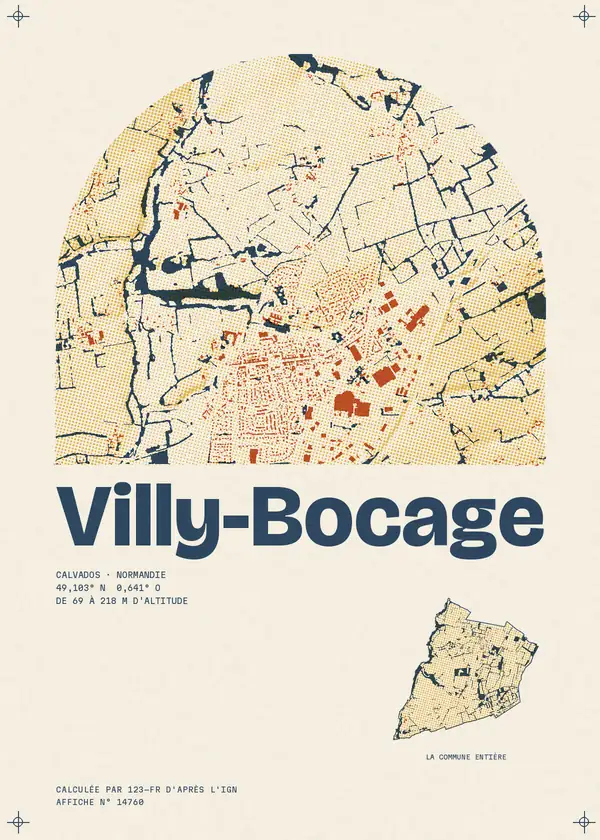 Affiche de Villy-Bocage, calculée par 123-fr d'après l'IGN