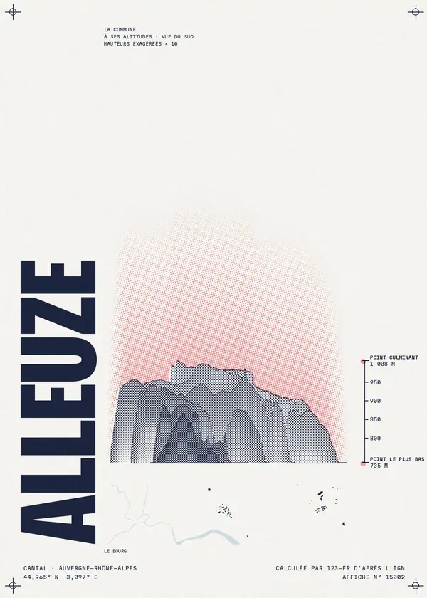 Affiche de Alleuze, calculée par 123-fr d'après l'IGN