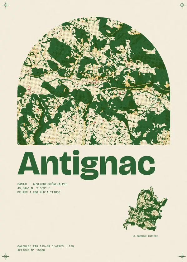 Affiche de Antignac, calculée par 123-fr d'après l'IGN