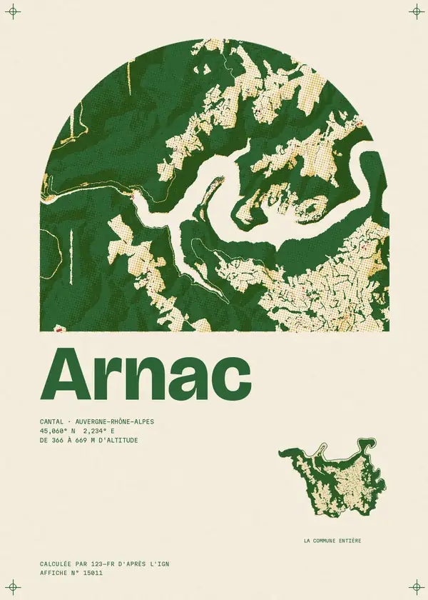 Affiche de Arnac, calculée par 123-fr d'après l'IGN