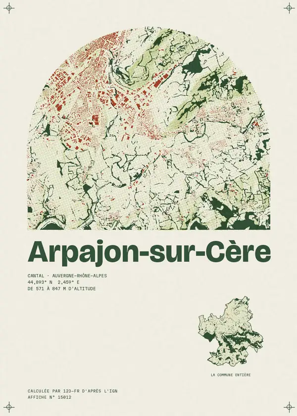 Affiche de Arpajon-sur-Cère, calculée par 123-fr d'après l'IGN