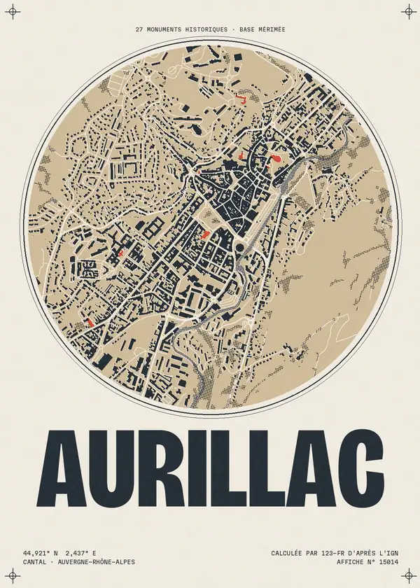 Affiche de Aurillac, calculée par 123-fr d'après l'IGN