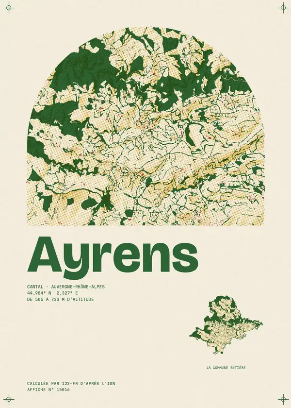 Affiche de Ayrens, calculée par 123-fr d'après l'IGN
