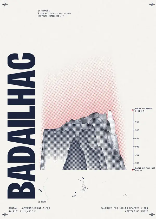 Affiche de Badailhac, calculée par 123-fr d'après l'IGN