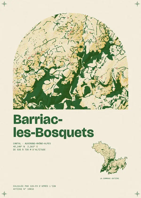 Affiche de Barriac-les-Bosquets, calculée par 123-fr d'après l'IGN