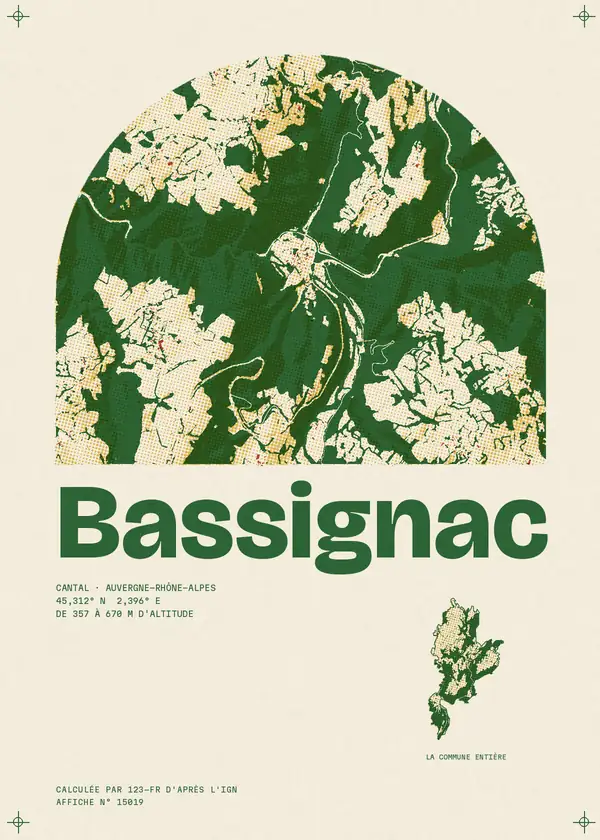 Affiche de Bassignac, calculée par 123-fr d'après l'IGN