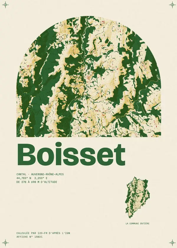 Affiche de Boisset, calculée par 123-fr d'après l'IGN