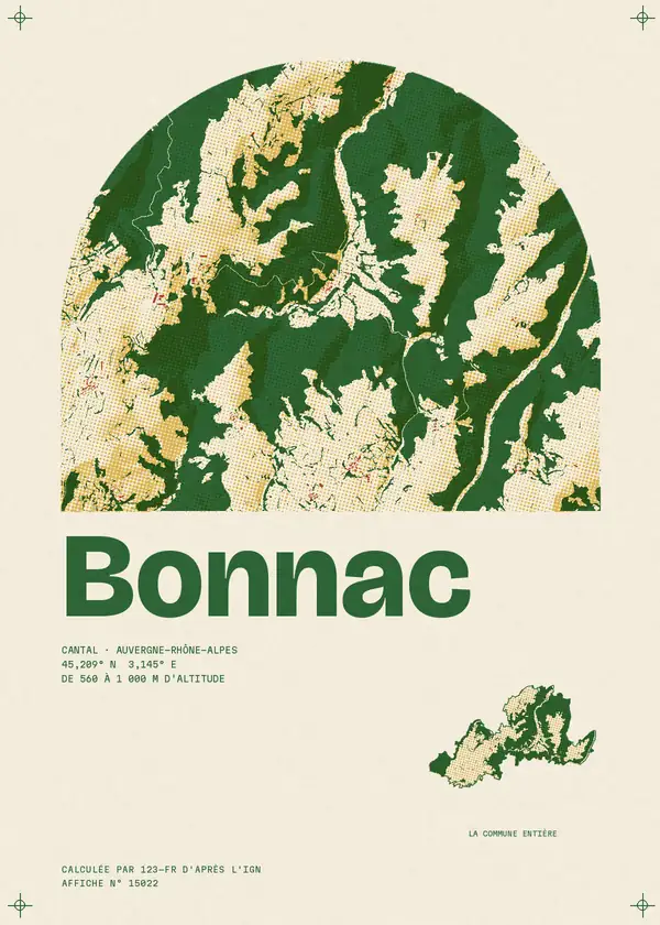 Affiche de Bonnac, calculée par 123-fr d'après l'IGN