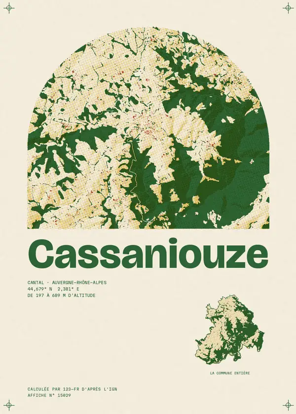 Affiche de Cassaniouze, calculée par 123-fr d'après l'IGN
