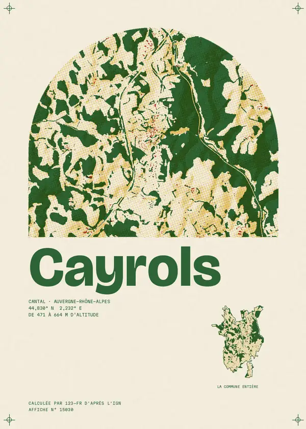 Affiche de Cayrols, calculée par 123-fr d'après l'IGN