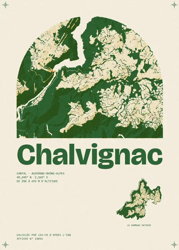 Affiche de Chalvignac, calculée par 123-fr d'après l'IGN
