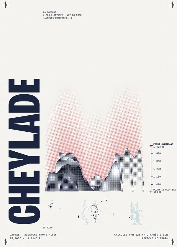 Affiche de Cheylade, calculée par 123-fr d'après l'IGN