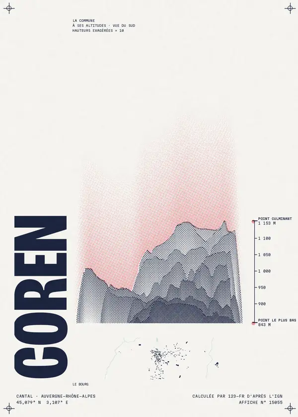 Affiche de Coren, calculée par 123-fr d'après l'IGN