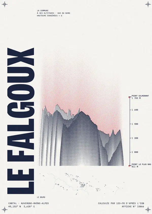 Affiche de Le Falgoux, calculée par 123-fr d'après l'IGN