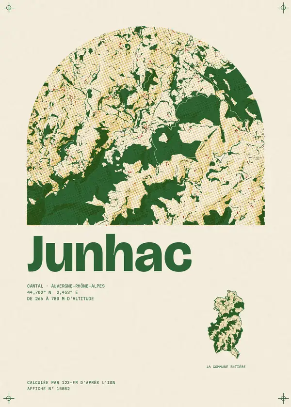 Affiche de Junhac, calculée par 123-fr d'après l'IGN