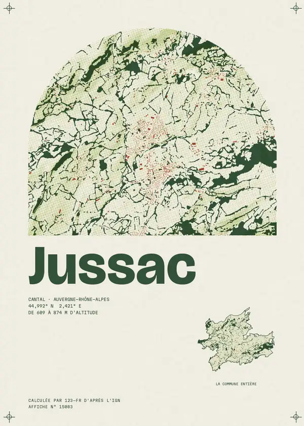 Affiche de Jussac, calculée par 123-fr d'après l'IGN
