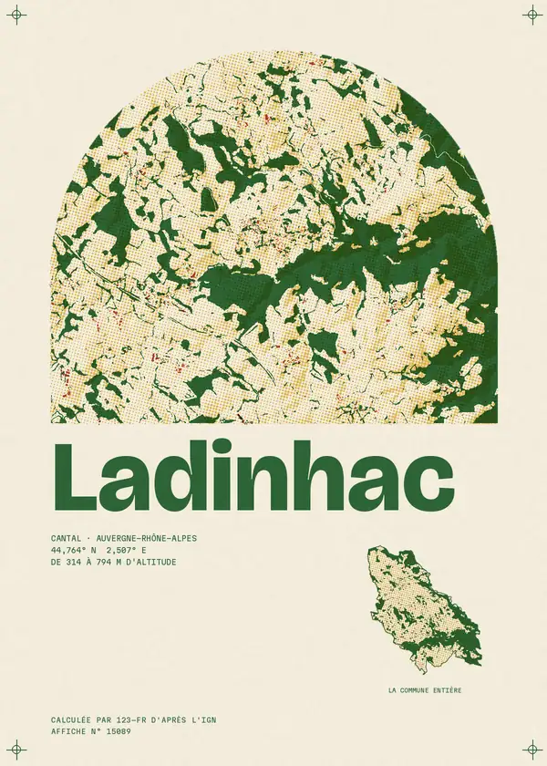 Affiche de Ladinhac, calculée par 123-fr d'après l'IGN