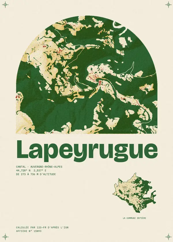 Affiche de Lapeyrugue, calculée par 123-fr d'après l'IGN