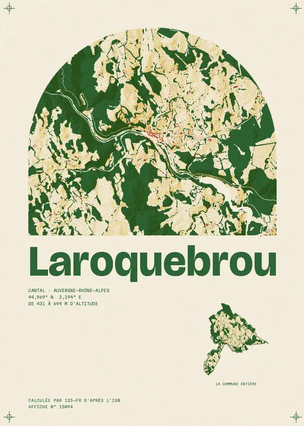 Affiche de Laroquebrou, calculée par 123-fr d'après l'IGN