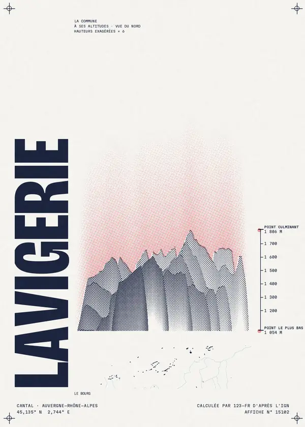 Affiche de Lavigerie, calculée par 123-fr d'après l'IGN