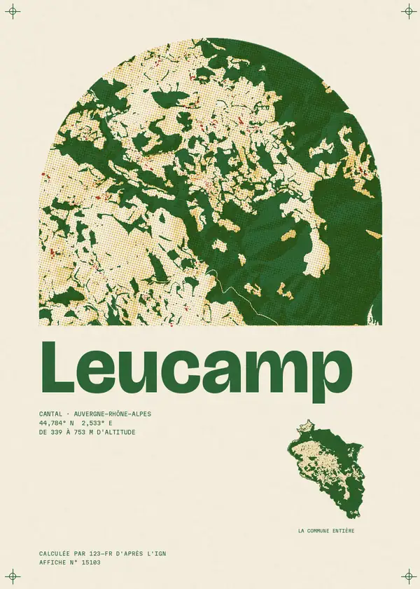 Affiche de Leucamp, calculée par 123-fr d'après l'IGN