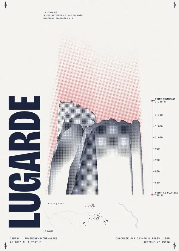 Affiche de Lugarde, calculée par 123-fr d'après l'IGN