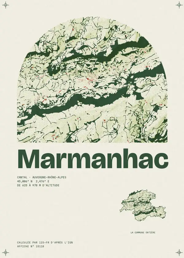 Affiche de Marmanhac, calculée par 123-fr d'après l'IGN