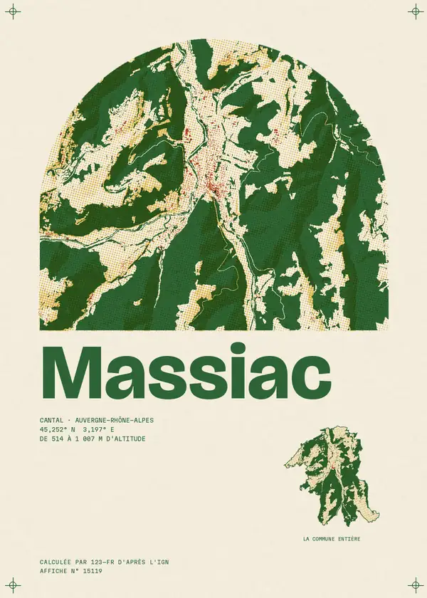 Affiche de Massiac, calculée par 123-fr d'après l'IGN