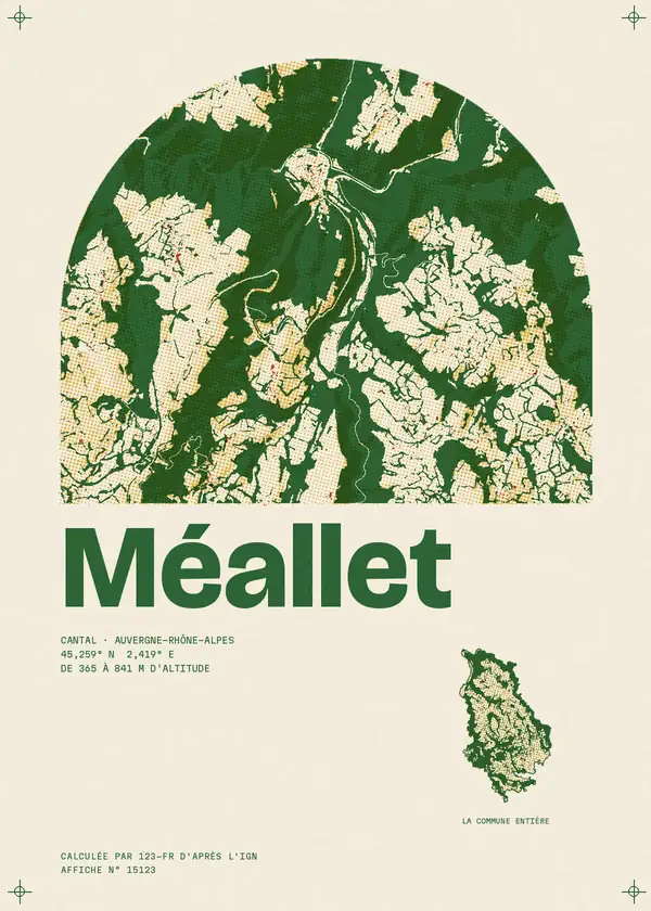 Affiche de Méallet, calculée par 123-fr d'après l'IGN