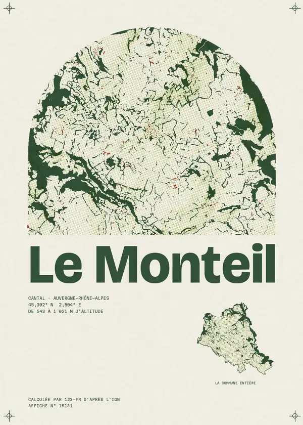 Affiche de Le Monteil, calculée par 123-fr d'après l'IGN