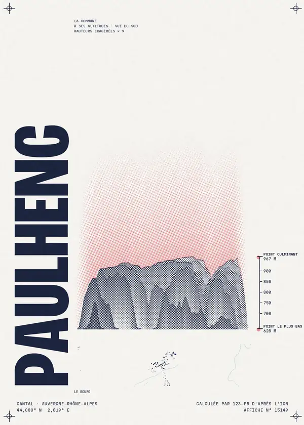 Affiche de Paulhenc, calculée par 123-fr d'après l'IGN