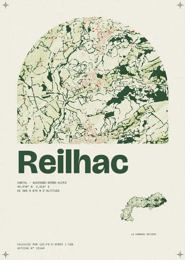 Affiche de Reilhac, calculée par 123-fr d'après l'IGN