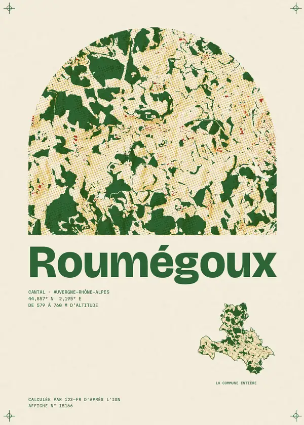 Affiche de Roumégoux, calculée par 123-fr d'après l'IGN