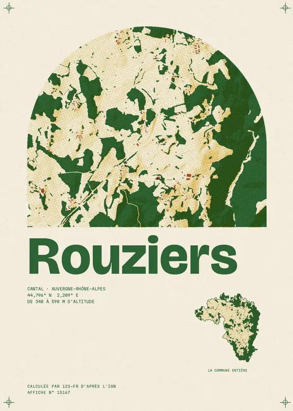 Affiche de Rouziers, calculée par 123-fr d'après l'IGN