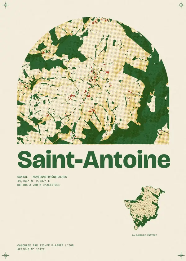 Affiche de Saint-Antoine, calculée par 123-fr d'après l'IGN