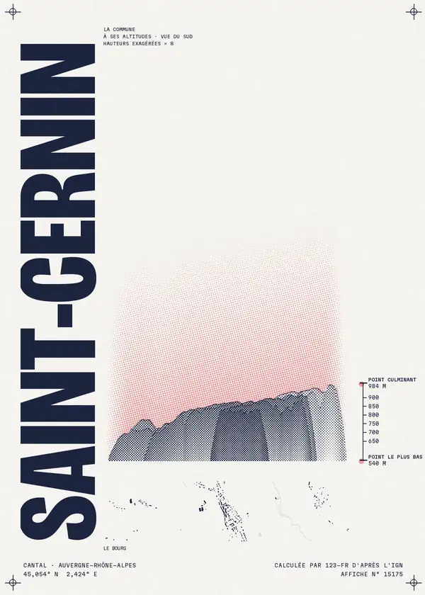 Affiche de Saint-Cernin, calculée par 123-fr d'après l'IGN