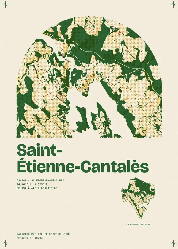 Affiche de Saint-Étienne-Cantalès, calculée par 123-fr d'après l'IGN