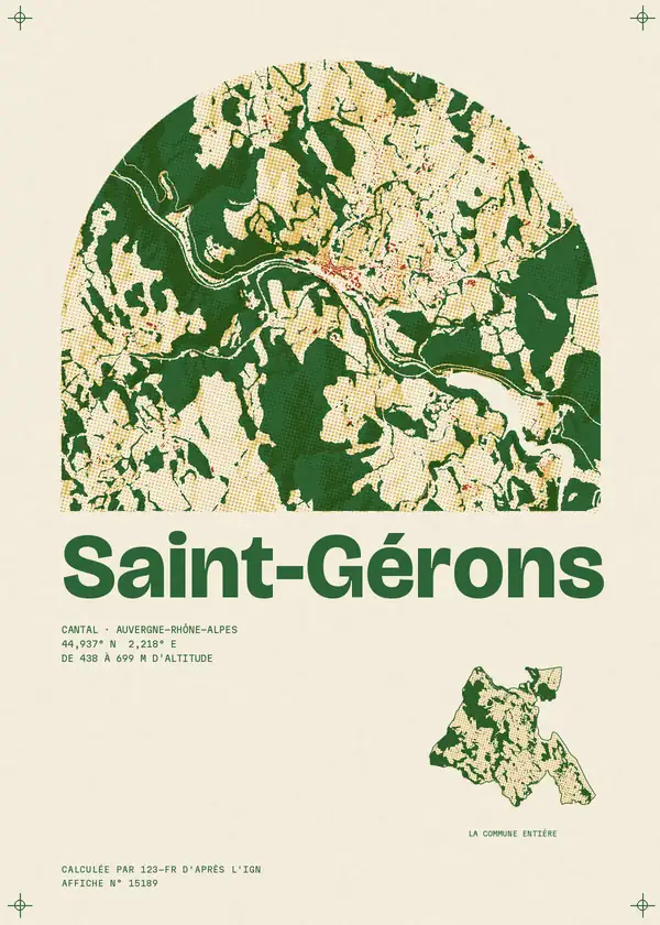 Affiche de Saint-Gérons, calculée par 123-fr d'après l'IGN