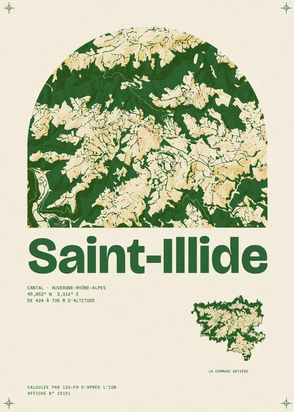 Affiche de Saint-Illide, calculée par 123-fr d'après l'IGN