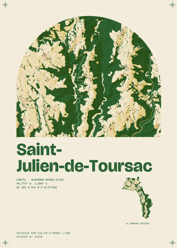 Affiche de Saint-Julien-de-Toursac, calculée par 123-fr d'après l'IGN