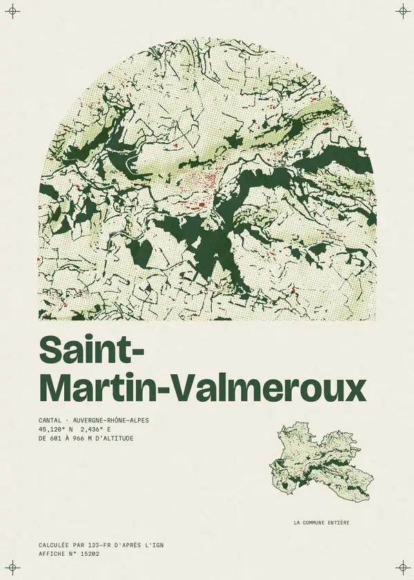 Affiche de Saint-Martin-Valmeroux, calculée par 123-fr d'après l'IGN