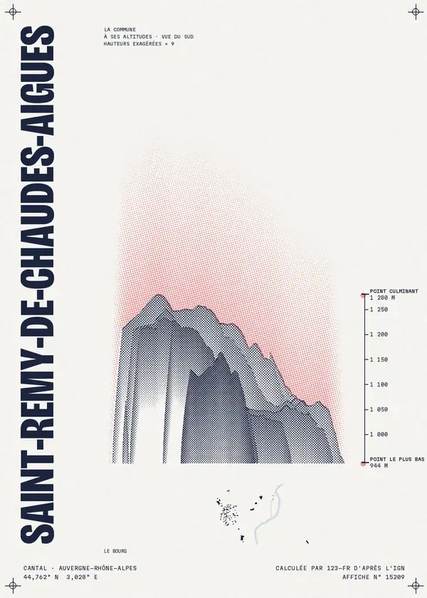 Affiche de Saint-Rémy-de-Chaudes-Aigues, calculée d'après l'IGN