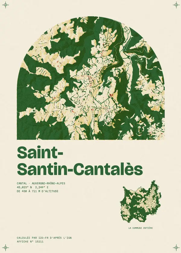 Affiche de Saint-Santin-Cantalès, calculée par 123-fr d'après l'IGN
