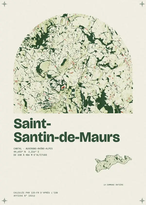 Affiche de Saint-Santin-de-Maurs, calculée par 123-fr d'après l'IGN