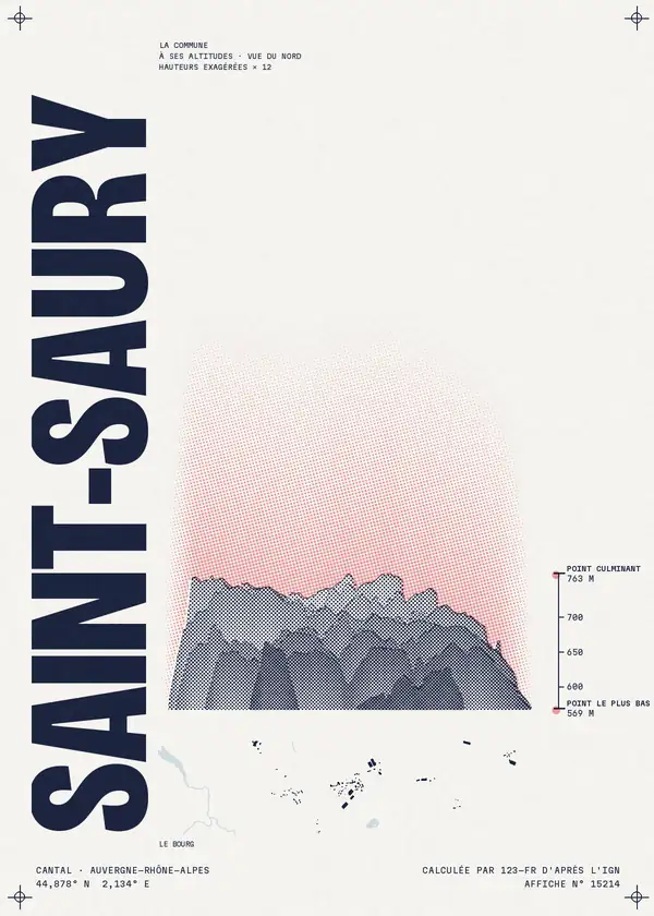 Affiche de Saint-Saury, calculée par 123-fr d'après l'IGN