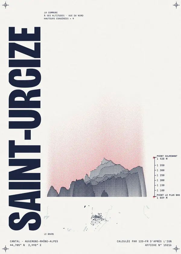 Affiche de Saint-Urcize, calculée par 123-fr d'après l'IGN