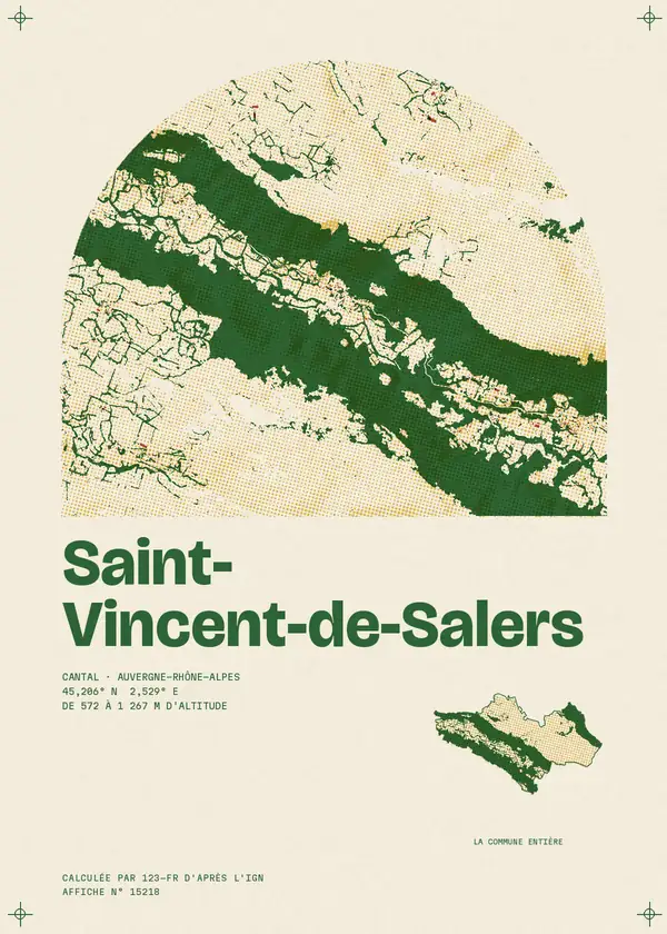 Affiche de Saint-Vincent-de-Salers, calculée par 123-fr d'après l'IGN