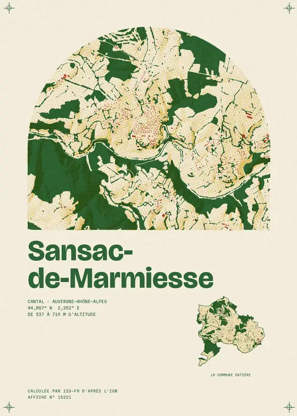 Affiche de Sansac-de-Marmiesse, calculée par 123-fr d'après l'IGN