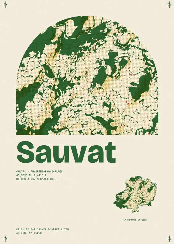 Affiche de Sauvat, calculée par 123-fr d'après l'IGN