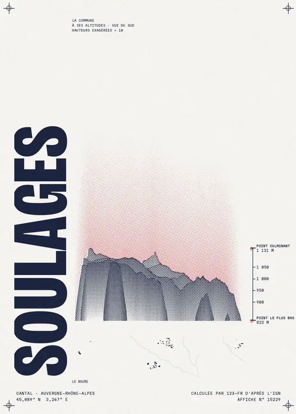 Affiche de Soulages, calculée par 123-fr d'après l'IGN